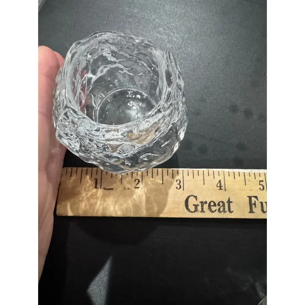 Kosta Boda Snowball Glass Candle Holder Votives Set 2